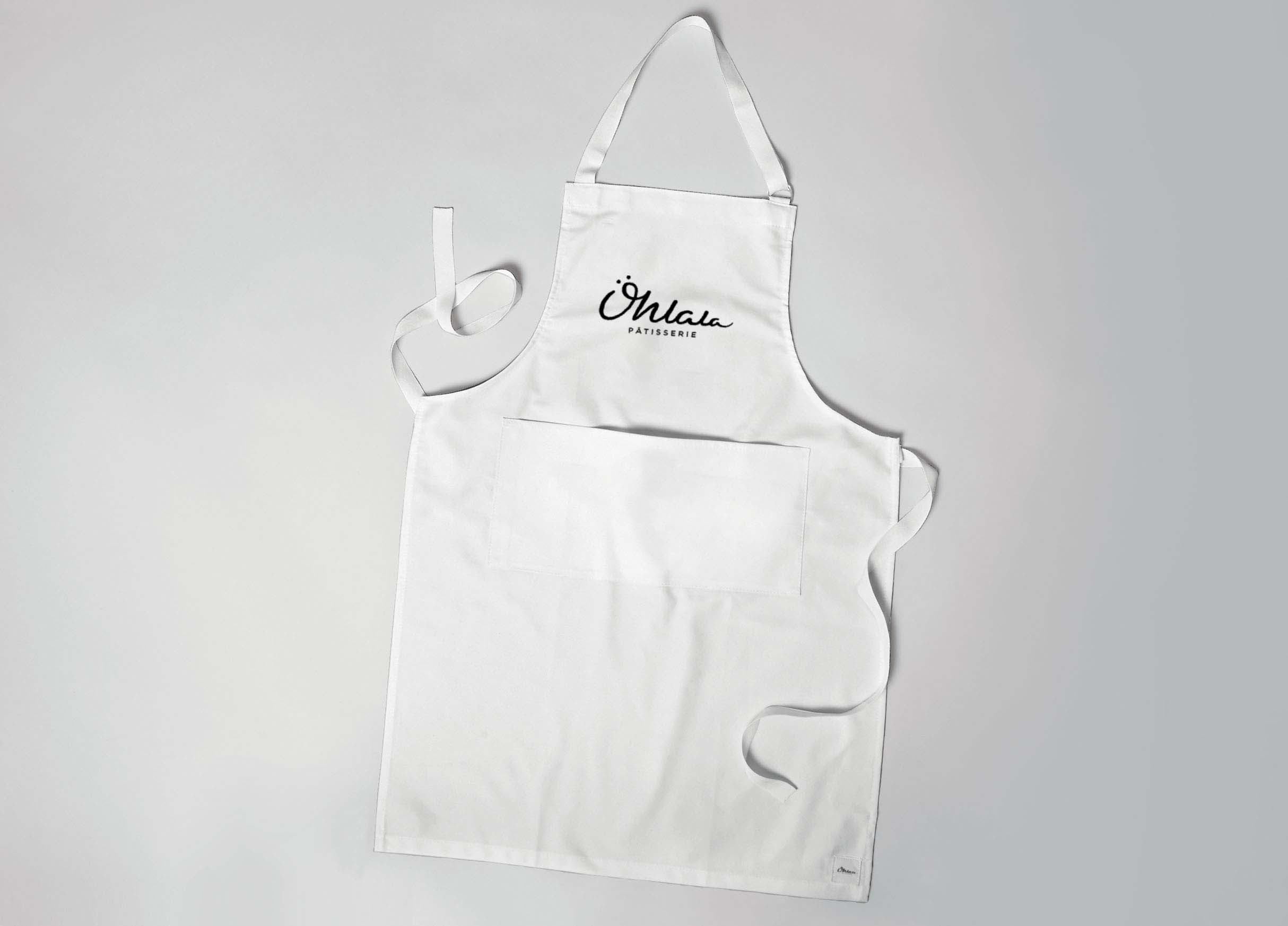Ohlala white branded apron